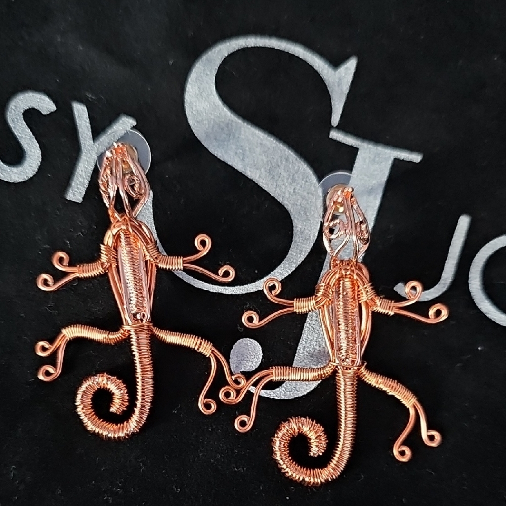 Sassy Jones Copper Lizard Earrings